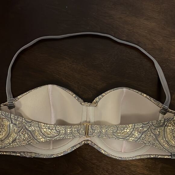 Victoria's Secret Neutral Tan Gold Bandeau Halter Swim Top Bikini Top Boho 34B - Picture 6 of 7